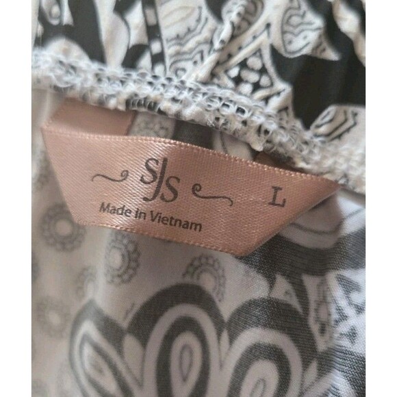 SJS Skirt Black & White Paisley Print midi-calf lengthWomens Sz Large L Damask - Picture 6 of 8